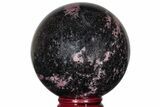 Polished Rhodonite with Manganese Oxide Sphere #218889-1